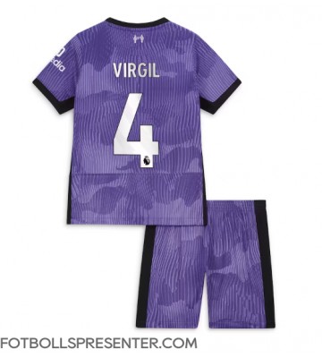 Liverpool Virgil van Dijk #4 Tredje tröja Barn 2023-24 Kortärmad (+ korta byxor)